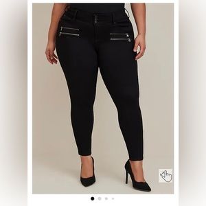 Torrid Skinny Super Soft Jeggings High Rise Multi Zip Black Casual Women's 16S
